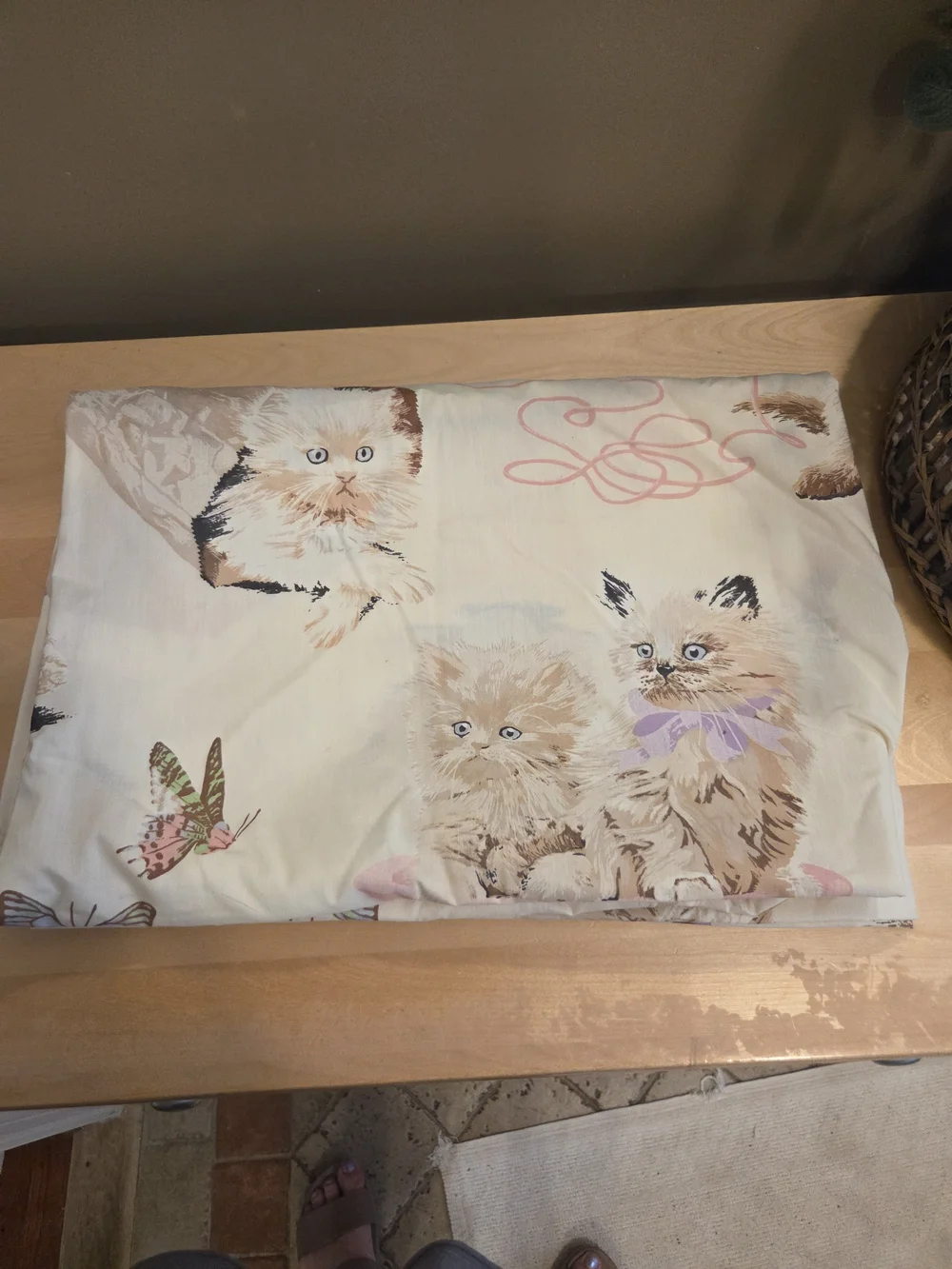 Vintage 1980's Kittens Playinf Full Sheet Set, Fitted & Top Sheet